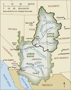 Mapa que muestra el suroeste de Estados Unidos y el norte de México